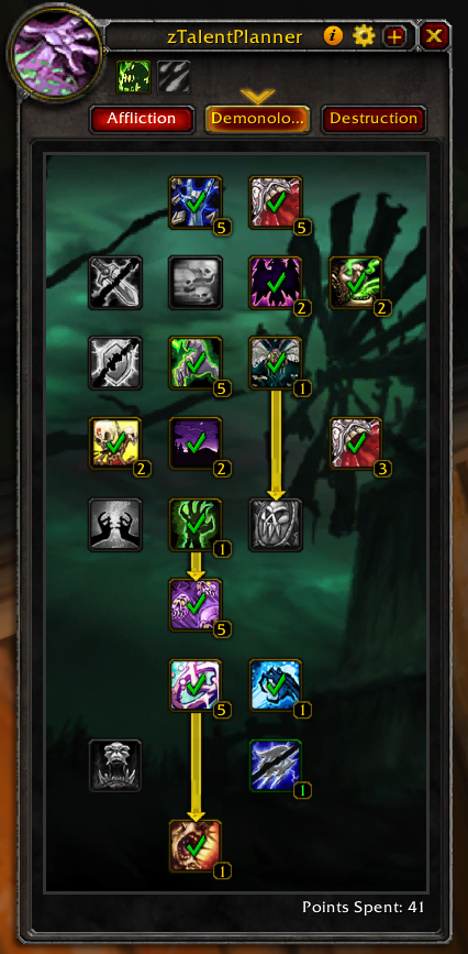The addon's own talent window